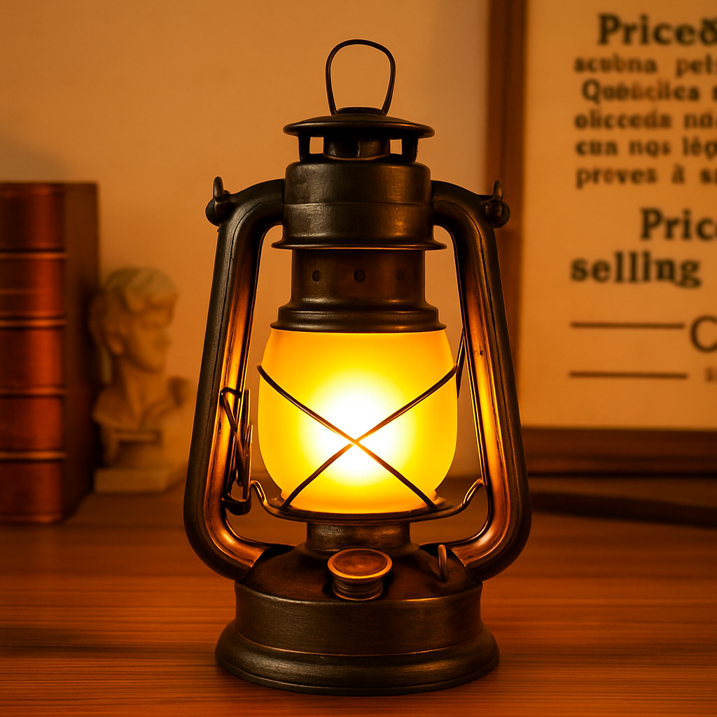 Vintage Kerosene Lamp – European Windbreak Metal & Glass Portable Light