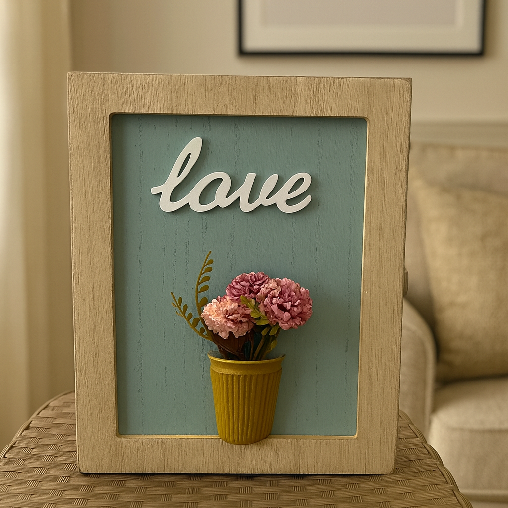 Wooden Key Box – Flower & Love Design Wall Organizer