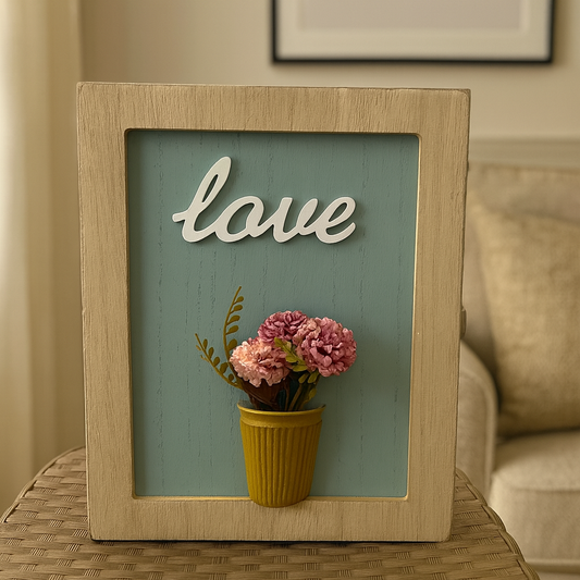 Wooden Key Box – Flower & Love Design Wall Organizer
