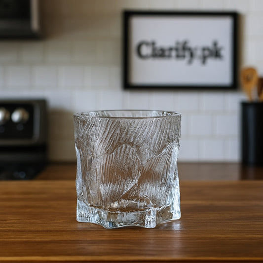 4 Pcs Textured Drinking Glass Set – Premium Crystal Look