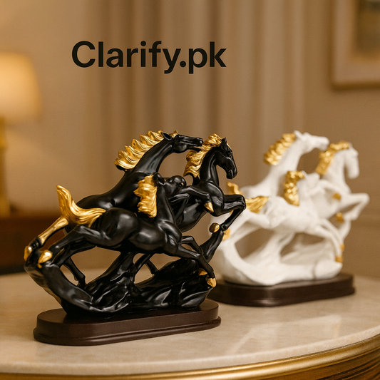 Premium Running Horses Fiber Decoration – Golden Mane Edition