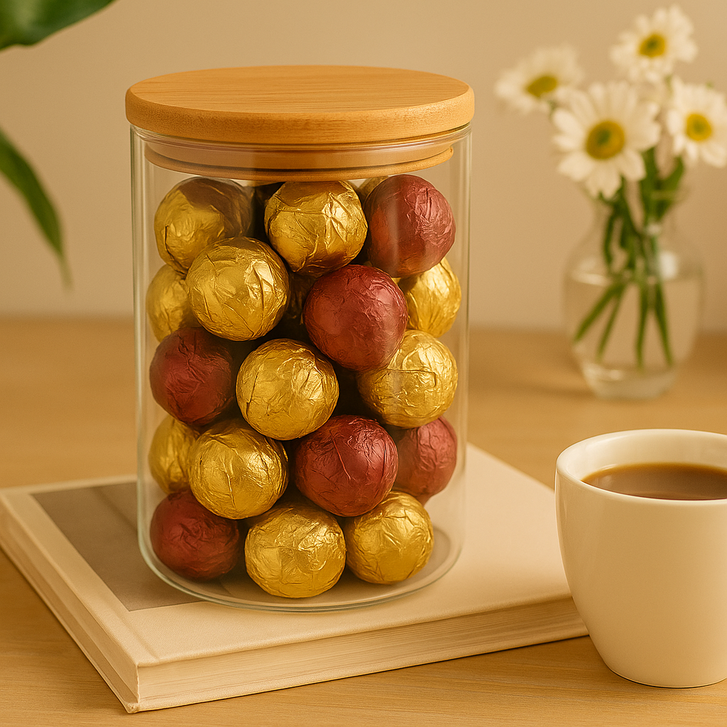 Premium Glass Storage Container – Airtight Wooden Lid Jar (Large)