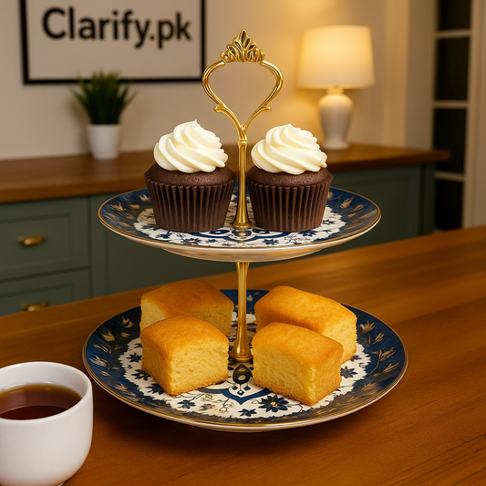 Luxury Royal Blue 2-Tier Ceramic Dessert Stand