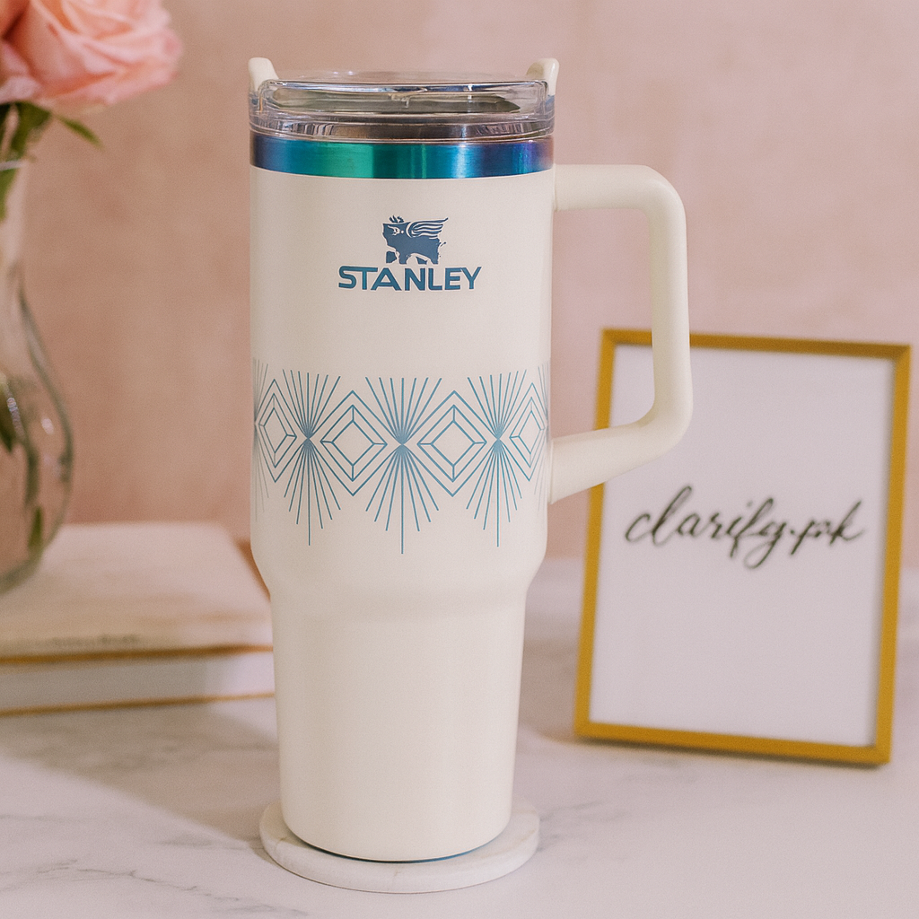 40oz Glossy Stainless Steel Tumbler – 1200ml Stanley Style Drinkware