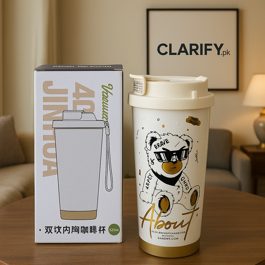 Stylish White Bear Vacuum Mug – 520ml