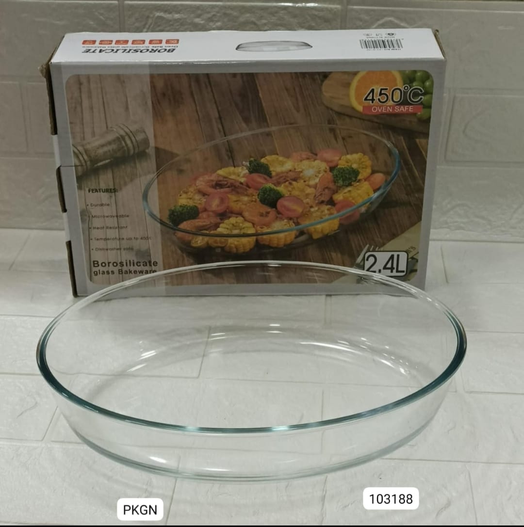 Circular Toughened Glass Baking Dish – Oven Safe up to 450°C
