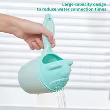 Light blue baby shampoo cup for bath with large capacity design for easy water pouring
