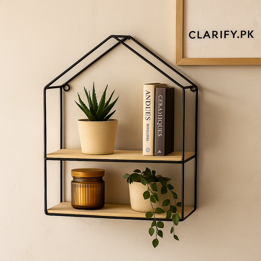Hut Style Wall Shelf with 2 Tiers – Decorative Storage Organizer