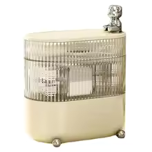 Clarify.pk 360 degree jewelry organizer in cream with transparent rotating compartments and decorative top