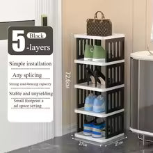 Clarify.pk 5 layer shoe storage organizer black with simple installation and space-saving design