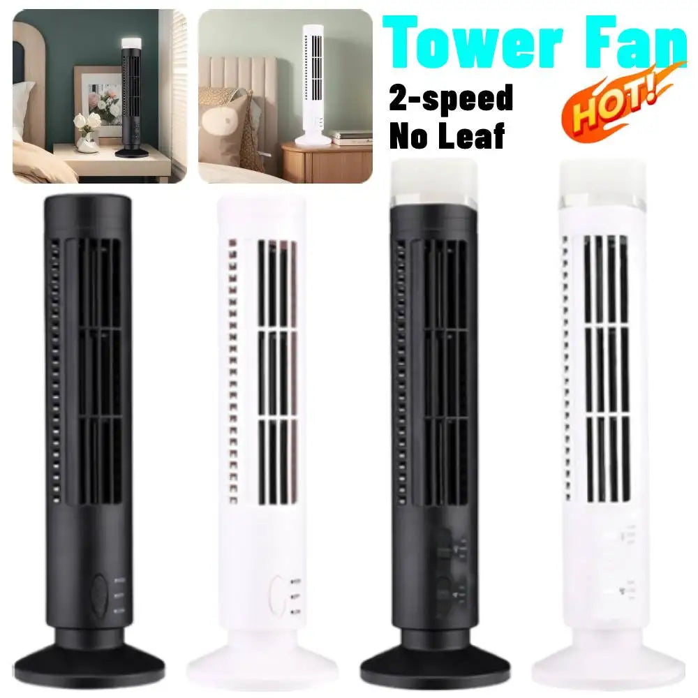 Clarify.pk bladeless desktop tower fan in black and white with 2-speed settings for home use