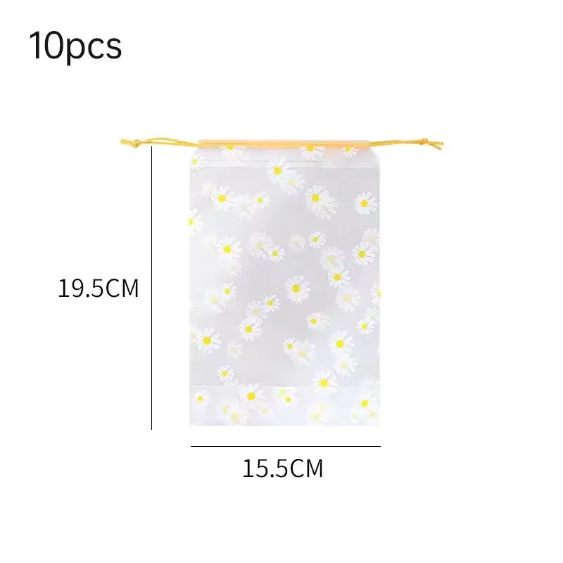 Clarify.pk 4 piece travel storage bags with floral design and drawstring closure for organized packing
