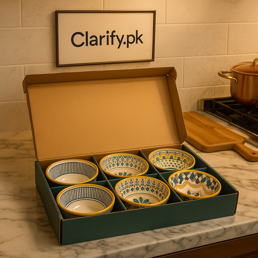 Luxury Ceramic Bowl Pack of 6 – Elegant Blue Pattern Collection