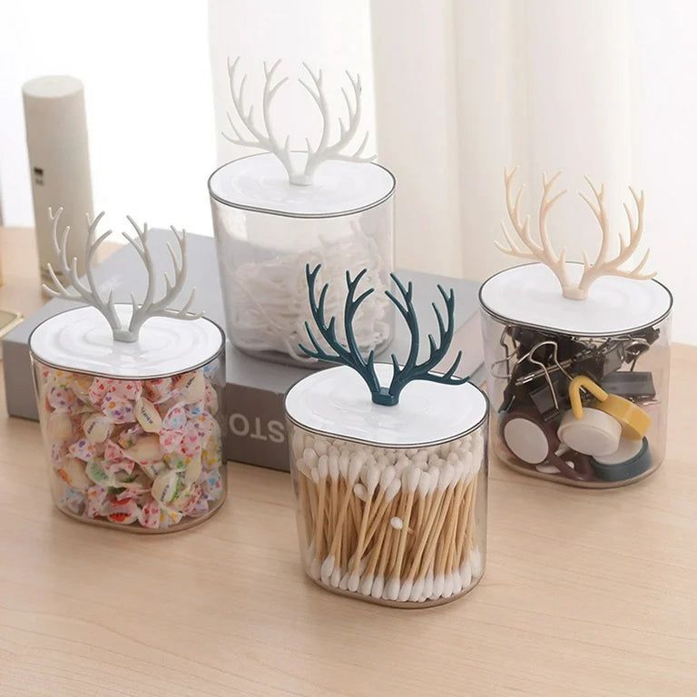 Creative Antler Cotton Swabs Container – Decorative Storage Box (each)