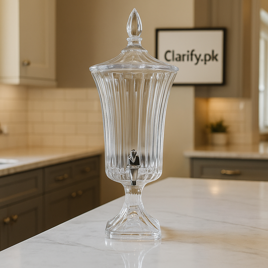 Premium 2L Crystal Beverage Dispenser with Tap – Ribbed Pattern