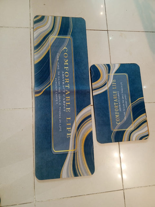 Comfort Life Blue Kitchen Mat – 2-Piece Anti-Slip Set