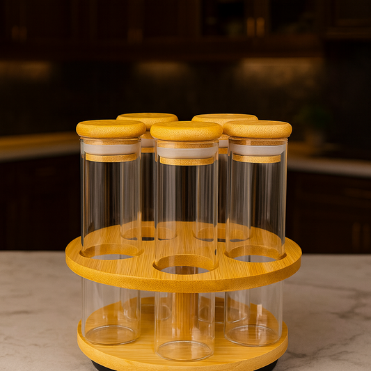 Luxury Bamboo Revolving Spice Set