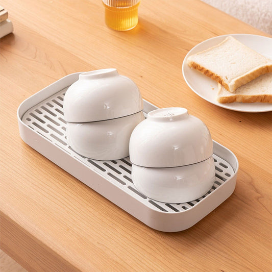 Double Layer Plastic Tea Tray with Drain Holes – Non-Slip Multi-Purpose Tray