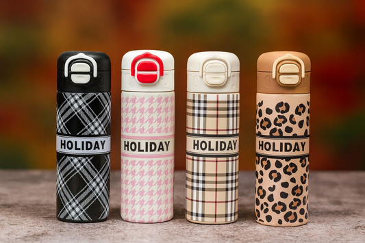 Holiday Printed Thermos Bottle – 500ml Leakproof Flask (Random)