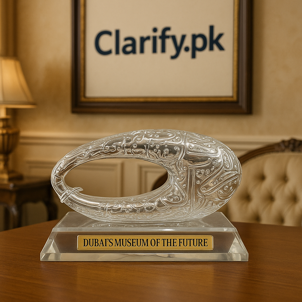 Crystal Base Metal Dubai Museum Showpiece – Luxury Home & Office Decor