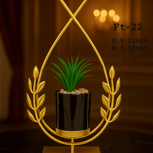Golden Leaf Curve Metal Plant Pot – Luxury Home Decoration