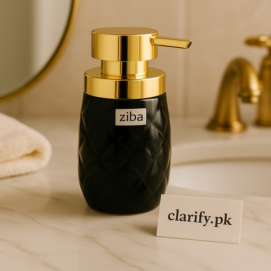 Black & Gold Ceramic Soap Dispenser – Stylish Lotion Pump Bottle