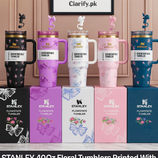 Stanley 40Oz Floral Tumbler with Stoppers – Printed (Premium Quality)