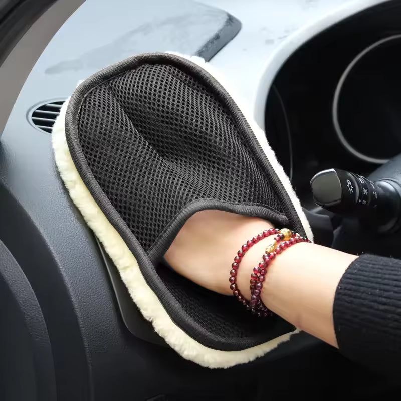 Clarify.pk car washing gloves black microfiber mitt cleaning car dashboard interior