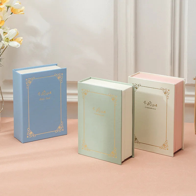 Clarify.pk PU leather necklace and bracelet case set in pastel blue green and pink with gold decorative accents