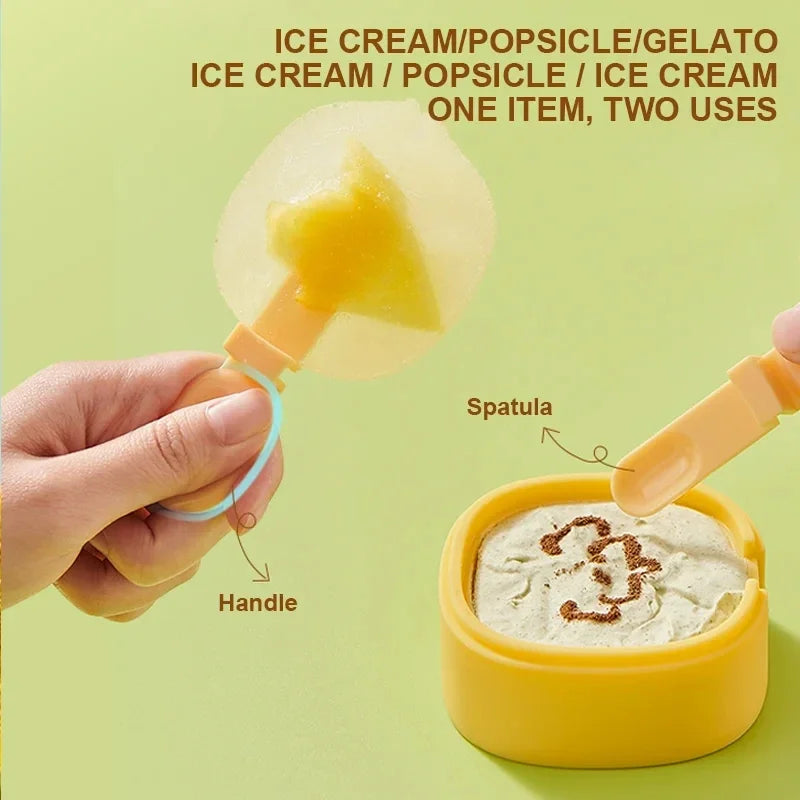 Cat paw ice cream mold pack of 2 with handle and spatula for making ice cream and popsicles