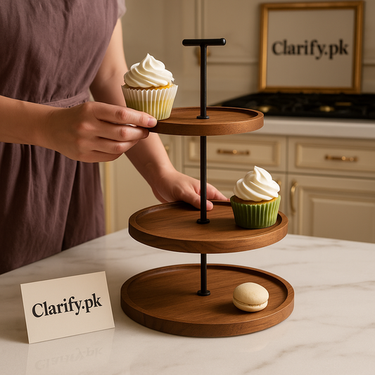 Wooden Cake Stand Shelf – Rustic Display for Cakes & Desserts