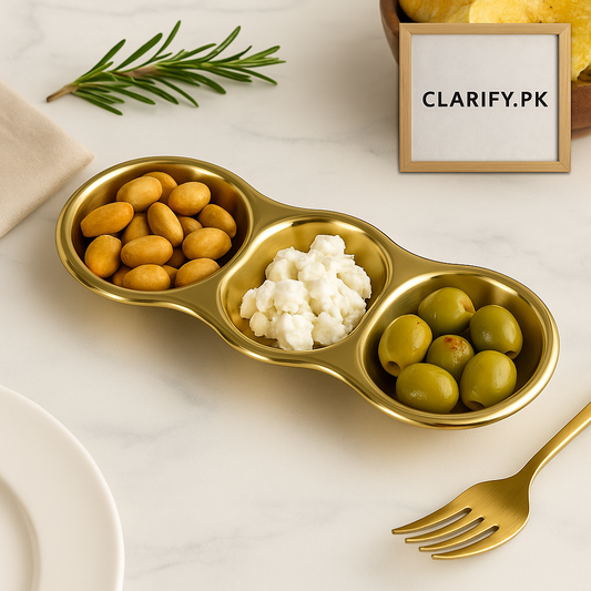 3-Position Stainless Steel Tray – Multi-Compartment Serving Dish