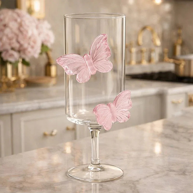 Pink Bow Flutter Glass – Elegant Drinkware - Clarify.pk