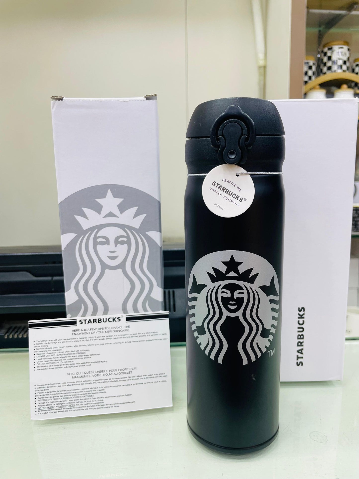 Starbucks Matte Black Stainless Steel Bottle - Premium Edition