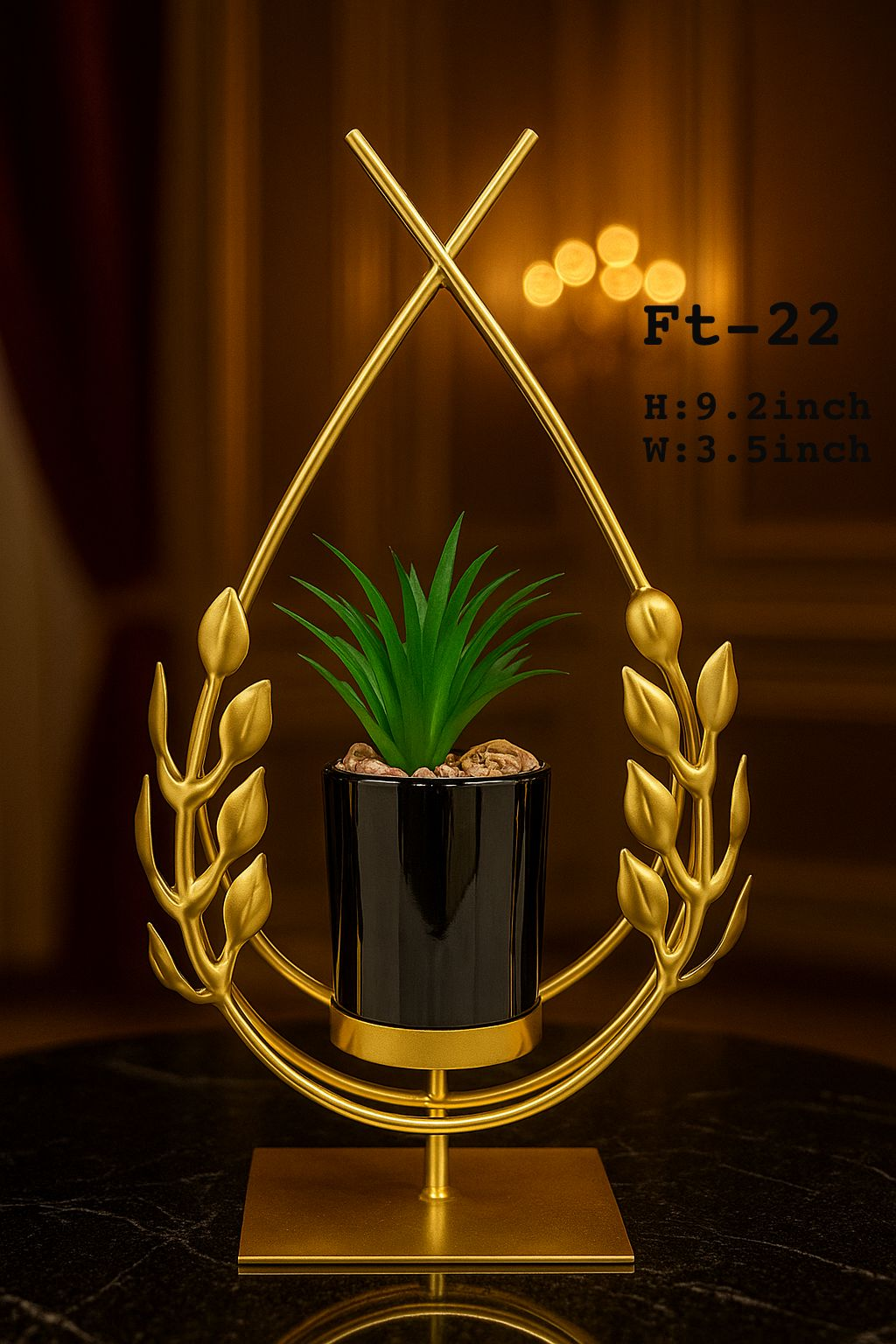 Golden Leaf Curve Metal Plant Pot – Luxury Home Decoration