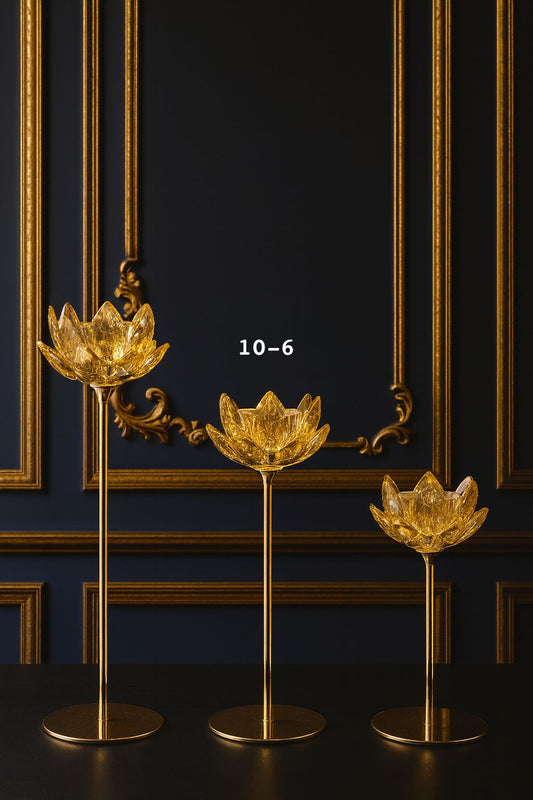Premium 3pcs Lotus Candle Stand – Elegant Home Decor
