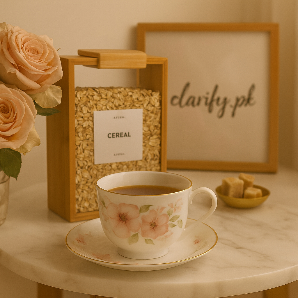 Porcelain tea cup and saucer with pink rose florals on marble table with tea and sugar cubes high tea floral cup set 6 pieces