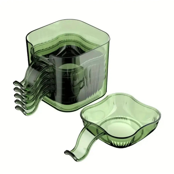 Clarify pk green stackable transparent sauce dip bowls set with handles and clear storage caddy