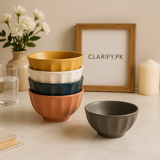 Clarify pk luxury ceramic 5 bowl set multicolor fluted bowls for serving mixing and display
