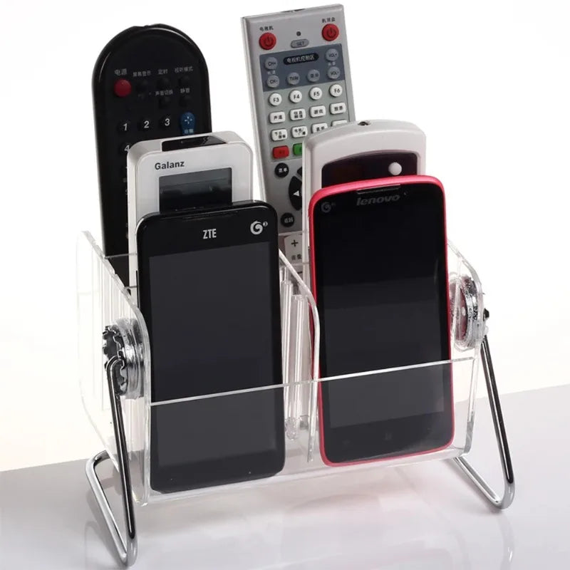 Clarify.pk clear plastic remote control storage box holding multiple remotes and smartphones