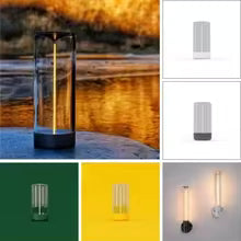 Cordless USB desk lamp by Clarify.pk with transparent cylindrical design and ambient lighting options