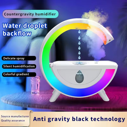 Clarify.pk 350ml RGB night light humidifier with countergravity water droplet backflow and colorful gradient light