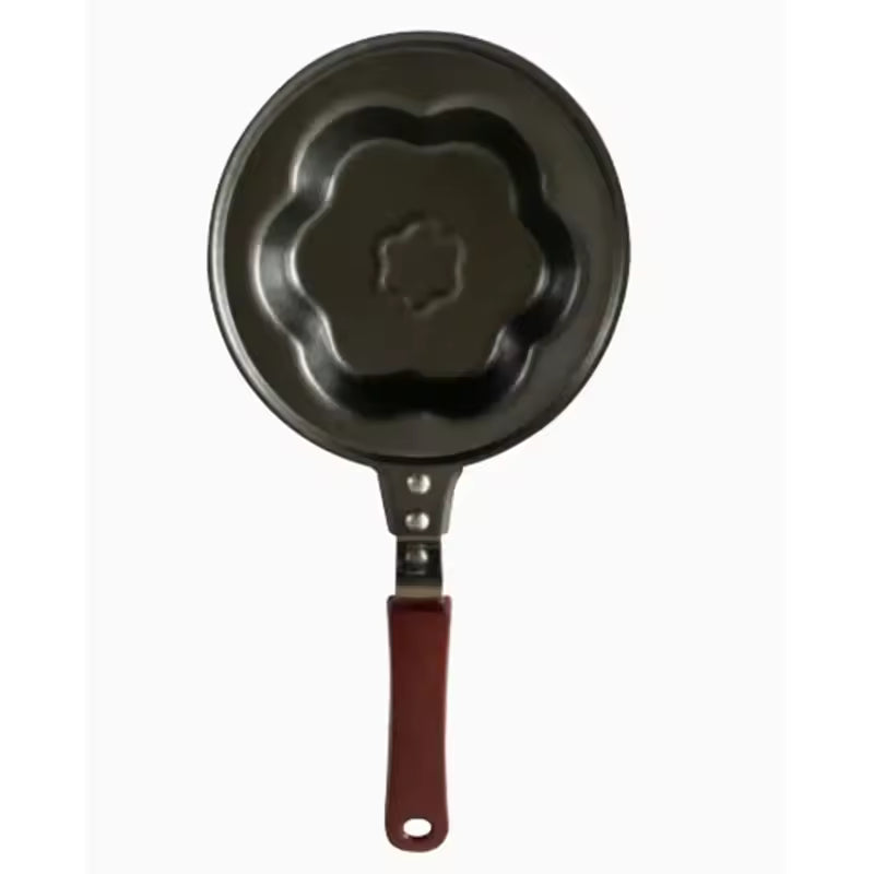 Clarify pk creative cartoon mini omelette pan with flower-shaped cooking surface and wooden handle