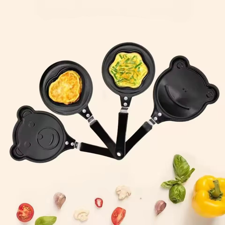 Creative cartoon mini omelette pan set by Clarify.pk with nonstick bear and heart shapes for fun cooking