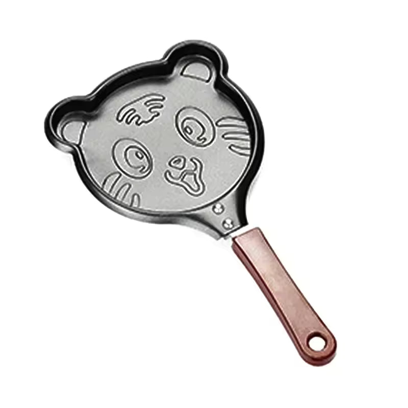 Clarify.pk creative cartoon mini omelette pan shaped like a cute bear face with wooden handle