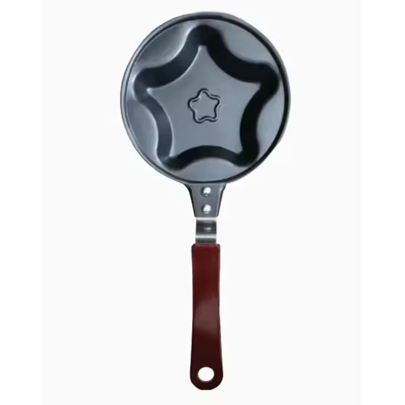 Clarify.pk creative cartoon mini omelette pan with star-shaped mold and wooden handle