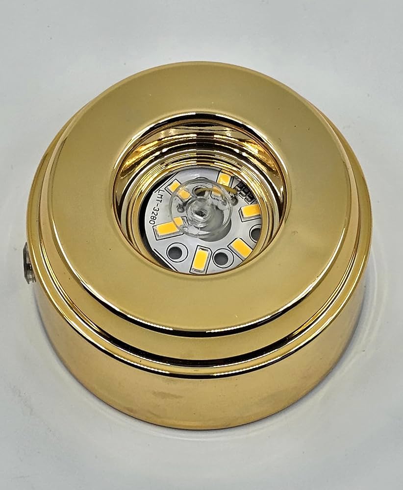 Clarify.pk gold base for crystal ball lamp with LED light fitting and shiny finish