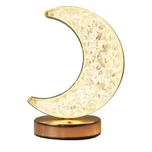 Crystal moon night light lamp by Clarify.pk with crescent shape and warm glowing base