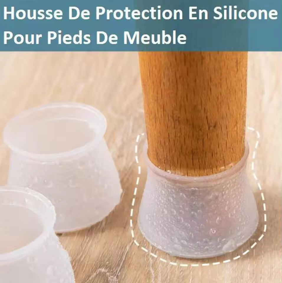 Clarify.pk customizable furniture leg pads made of clear silicone protecting wooden chair legs