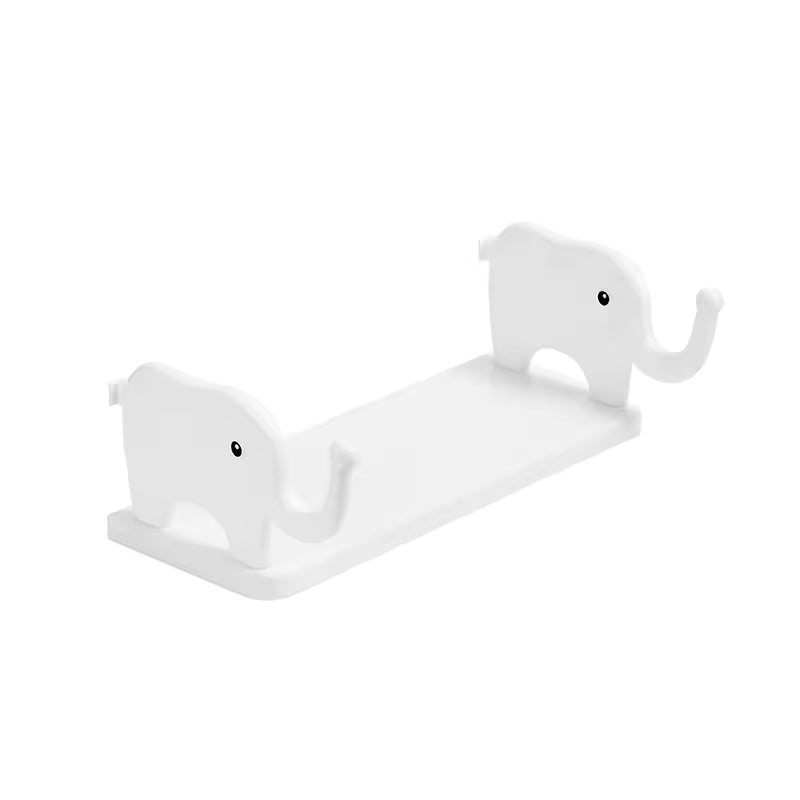 Clarify.pk white cute animal design wall organizer with elephant-shaped ends for storage